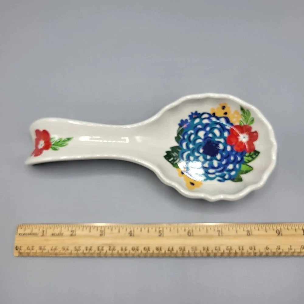 The Pioneer Woman Melamine Spoon Rest Floral Design Kitchen Utensil Holder